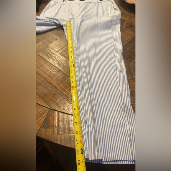 JJill’s NWT Striped blue and white stretch  linen  pants in size medium . - Picture 6 of 12